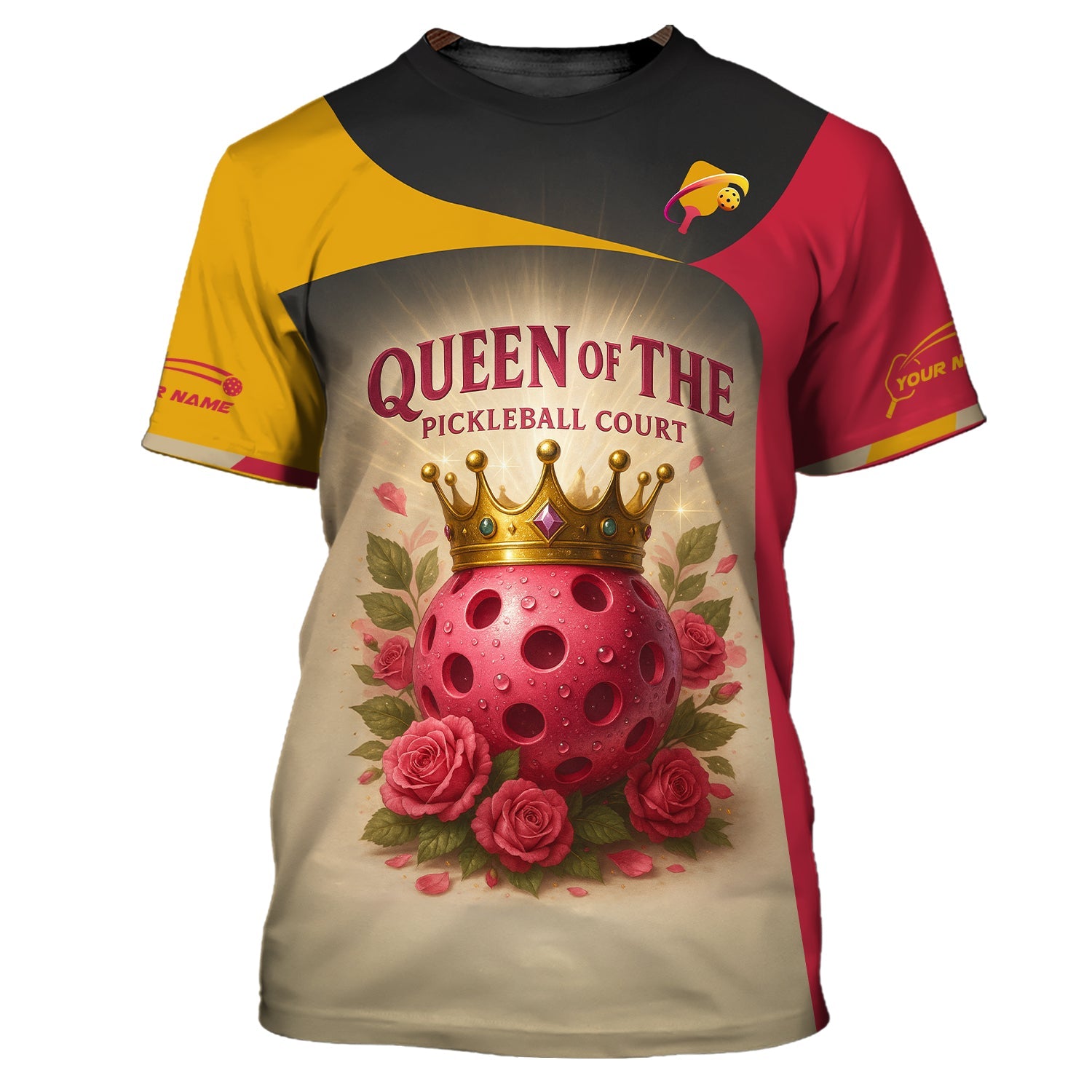 Custom Name Women's Funny Pickleball Polos, Queen Of The Pickleball Court Shirt, Funny Pickleball Shirts