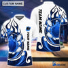 BlueJose Personalized Name and Team Name Fire Color Bowling Player Multicolor Polo Shirt