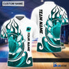 BlueJose Personalized Name and Team Name Fire Color Bowling Player Multicolor Polo Shirt