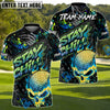 BlueJose Urban Skull Golf Polo Shirt, Customized Name & Team Name 3D Shirts (4 Colors)
