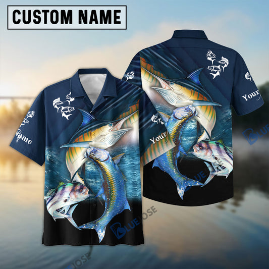 BlueJose Customize Name Fishing Atlantic Sailfish, Roosterfish, Tarpon 3D Shirt