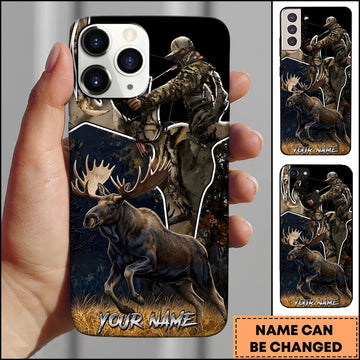 BlueJose Moose Bow Hunting Camo Archer Wildlife Outdoor Multiple Options Personalized Name Phone Case