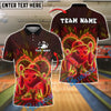 BlueJose Bowling And Pins Neon Cool Customized Name, Team Name 3D Shirt (4 Colors)
