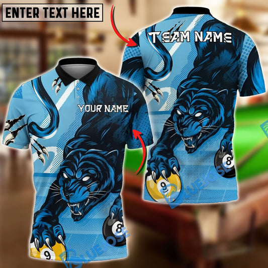 BlueJose Billiards Ball 8&9 Panther Fierce Claw Graphic Design Personalized Name Shirt (4 Colors)