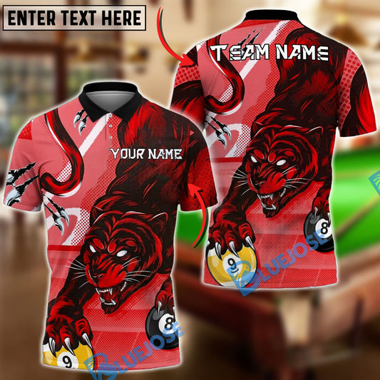 BlueJose Billiards Ball 8&9 Panther Fierce Claw Graphic Design Personalized Name Shirt (4 Colors)