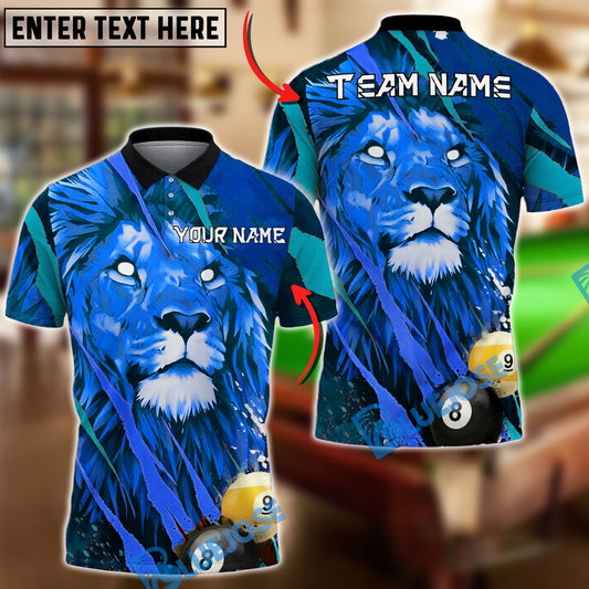 BlueJose Billiards Ball 8&9 Lion Artistic Splash Modern Design Personalized Name Shirt (4 Colors)
