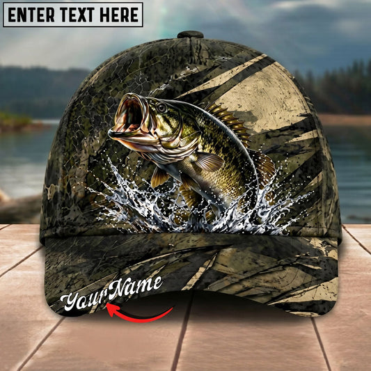 BlueJose Fishing Grass Camouflage Water Splash Personalized Name Classic 3D Cap Personalized Cap (13 Breeds)