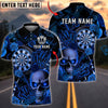 BlueJose Darts Skull Rose Gothic Dark Personalized Name, Team Name Unisex Shirt (4 Colors)