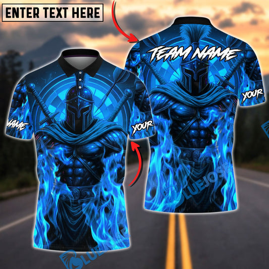 BlueJose Darts Fiery Spartan Warriorr Design Personalized Name, Team Name Unisex Shirt (4 Colors)