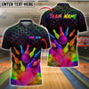 BlueJose Bowling And Pins Colorful Smoke Customized Name, Team Name 3D Shirt