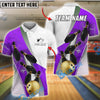 BlueJose Bowling And Pins Elegant Strike Gold Ball & Black Pins Design Customized Name 3D Shirt (4 Colors)