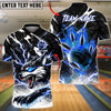 BlueJose Bowling And Pins Neon Thunder Wolf Strike Design Customized Name, Team Name 3D Shirt (4 Colors)