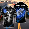 BlueJose Darts Fiery Lady Skull Art Personalized Name Team Name Shirt (4 colors)