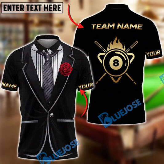 BlueJose Billiards Ball 8 And Ball 9 Tuxedo Rose Personalized Shirt (2 Colors)