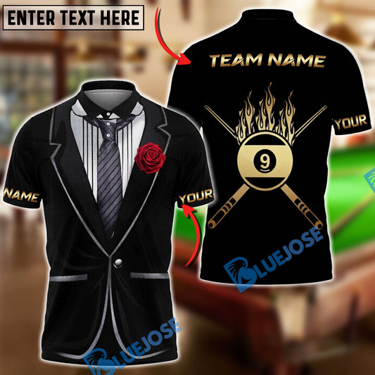 BlueJose Billiards Ball 8 And Ball 9 Tuxedo Rose Personalized Shirt (2 Colors)