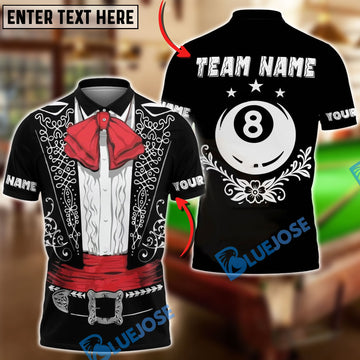 BlueJose Billiards Ball 8 Mariachi Pool Jersey Customized Name, Team Name 3D Shirt