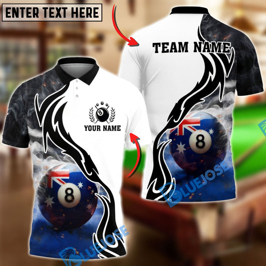 BlueJose Billiards 8 Ball Australia Flag Smoke Personalized Shirt