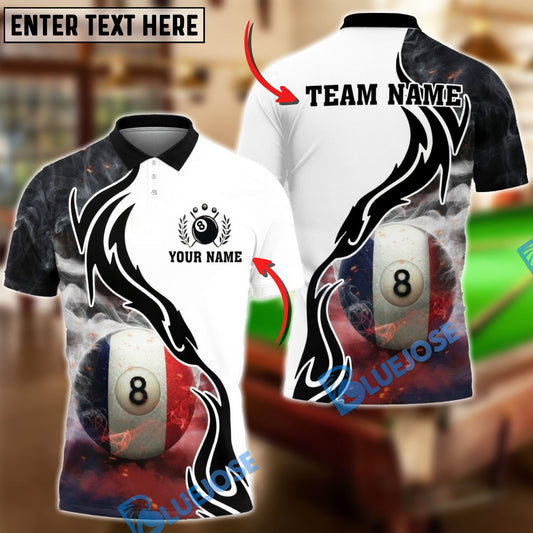 BlueJose Billiards 8 Ball France Flag Smoke Personalized Shirt