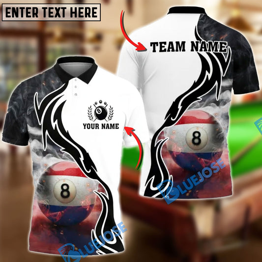 BlueJose Billiards 8 Ball Netherlands Flag Smoke Personalized Shirt