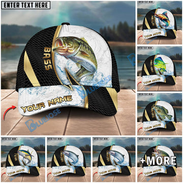 BlueJose Fishing Gold Black Dynamic Jump Personalized Cap (13 Breeds)