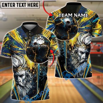 BlueJose Bowling Zeus God Art Style Personalized Name, Team Name 3D Shirt