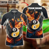 BlueJose Billiards Flaming Wings Yin-Yang 8 & 9 Ball Personalized Name Shirt (4 Colors)