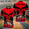 BlueJose Bowling And Pins Grunge Punished Skull Customized Name, Team Name 3D Shirt (4 Colors)