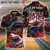 BlueJose Bowling And Pins Angry Shark Customized Name, Team Name 3D Shirt (4 Colors)
