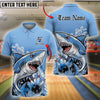 BlueJose Bowling And Pins Shark Ocean Predator Customized Name, Team Name 3D Shirt (4 Colors)