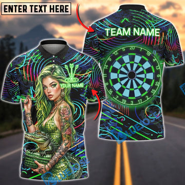 BlueJose Darts Neon Green Girl Crocodile Dress Personalized Name Shirt