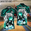 BlueJose Bowling And Pins White Tiger Red Ball Fire Splash Customized Name 3D Shirt (4 Colors)