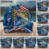 BlueJose Fishing American Flag Blue Ocean Personalized Name Classic 3D Cap Personalized Cap (13 Breeds)