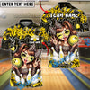 BlueJose Bowling And Pins Cute Leopard Girl Strike Graffiti Style Customized Name, Team Name 3D Shirt (6 Colors)