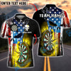 BlueJose Darts American Flag Punisher Multicolor Options Personalized Name Shirt (6 Colors)
