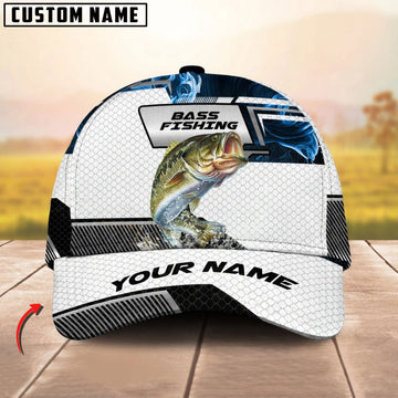 BlueJose Fishing Blue Smoke Hexagon Pattern Personalized Cap (12 Breeds)