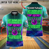 BlueJose Neon Bowling Quote Shirt ‚Äì "Top Secret" Customized Name, Team Name 3D Shirt (4 Colors)