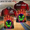 BlueJose Bowling And Pins Neon Graffiti Evil Ball Customized Name, Team Name 3D Shirt (4 Colors)