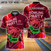 BlueJose Bowling And Pins Funny Shark Unicorn Float Bowling Party Neon Style Customized Name, Team Name 3D Shirt (4 Colors)