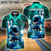 BlueJose Bowling And Pins Astronaut Neon Middle Finger Customized Name, Team Name 3D Shirt (4 Colors)