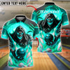 BlueJose Bowling Grim Reaper Flames Customized Name, Team Name 3D Shirt (4 Colors)