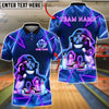 BlueJose Bowling And Pins  Neon Cool Customized Name, Team Name 3D Shirt (4 Colors)