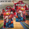 BlueJose Bowling And Pins Gorilla Graffiti King Customized Name, Team Name 3D Shirt (4 Colors)