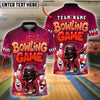BlueJose Bowling And Pins Cartoon Game Vibe Strike Pose Customized Name, Team Name 3D Shirt (4 Colors)