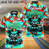 BlueJose Bowling & Pins Graffiti Angry Bear with Bowling Ball Crown Street Art Design Customized Name, Team Name 3D Shirt (4 Colors)