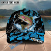 BlueJose Fishing Geometric Splash Dark Blue Pattern Personalized Name Classic 3D Cap Personalized Cap (13 Breeds)