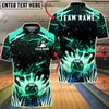 BlueJose Bowling & Pins Lightning Strike Energy Customized Name, Team Name 3D Shirt (6 Colors)