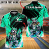 BlueJose Bowling & Pins Bulldog Flame Biker Style Customized Name, Team Name 3D Shirt (4 Colors)