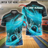 BlueJose Bowling And Pins Thunder Flame Strike Style Customized Name, Team Name 3D Shirt (4 Colors)