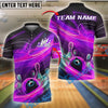 BlueJose Bowling And Pins Thunder Flame Strike Style Customized Name, Team Name 3D Shirt (4 Colors)