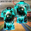 BlueJose Bowling & Pins Angry Panda Fire Graphic Customized Name, Team Name 3D Shirt (4 Colors)